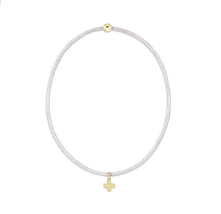 Hope Classic Silky White Bracelet - Signature Cross Small Gold Charm enewton