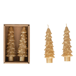 Tree Taper Candles Gold 4.75"