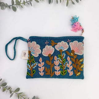 Garden Valley Hand Embroidered wristlet