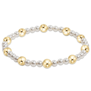 Classic Sincerity Pattern 4mm Pearl & Gold Bracelet enewton