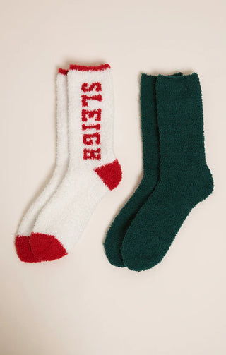 2 Pack Plush Socks Sleigh