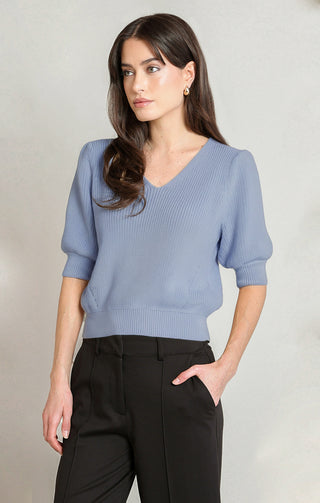 Steel Puff Sleeve Sweater by Dex