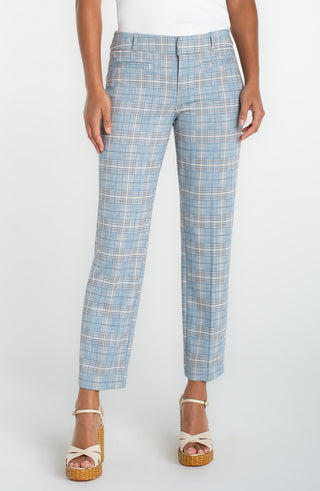 Holly Welt Pocket Trouser 28" in Blue Plaid by Liverpool