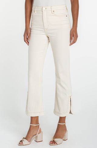 Hannah Crop Flare w/Tulip Hem Denim 25.5" in White by Liverpool