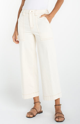 Stride Crop Wide Leg Patch Pocket Denim 26"  by Liverpool