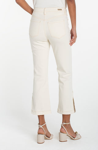 Hannah Crop Flare w/Tulip Hem Denim 25.5" in White by Liverpool