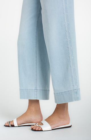 Stride Crop Wide Leg Denim with Embroidery by Liverpool