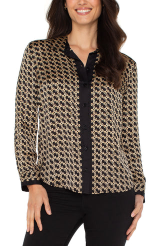 Black and Gold Long Sleeve Button Down