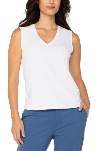 Sleeveless V-neck White