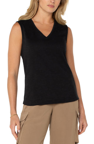 Sleeveless V-neck Black