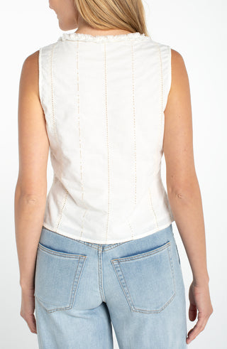 Sleeveless PIntucked Woven Top by Liverpool
