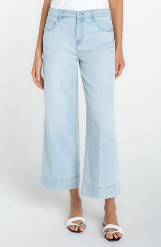 Stride Crop Wide Leg Denim with Embroidery by Liverpool