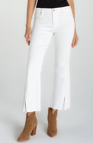 Hannah Crop Flare Denim 27" in White by Liverpool