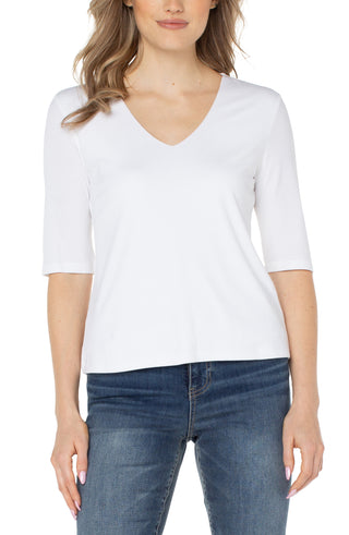 Double Layer V Neck Cream