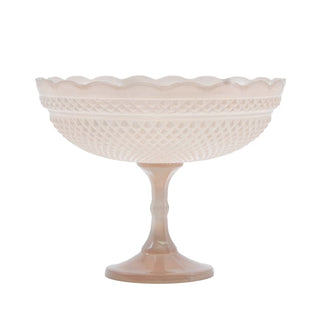 Scalloped Press Glass Fruit Bowl Blush