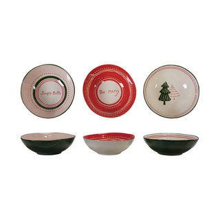 Hand-Painted Stoneware Bowl with Holiday Design