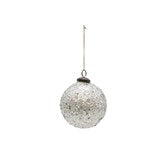 Silver Glass Ball Ornament 4"