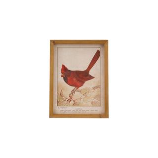 Wood Framed Glass Wall Décor W Vintage Reproduction Cardinal