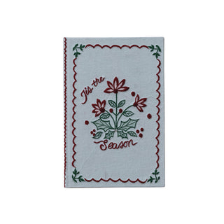 Handmade Paper & Embroidered Fabric Bound Notebook with 144 Ruled Pages ©
