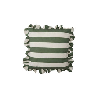 18" Square Fabric Striped Pillow with Ruffle
