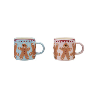 Hand-painted stoneware mug with wax relief gingerbread pattern by Creative Co-op – view 2