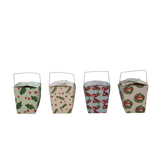 Paper take-out box gift box with holiday pattern by Creative Co-op