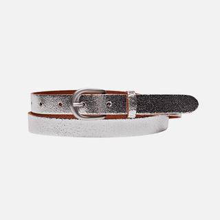 Eva Metallic Silver Leather Belt