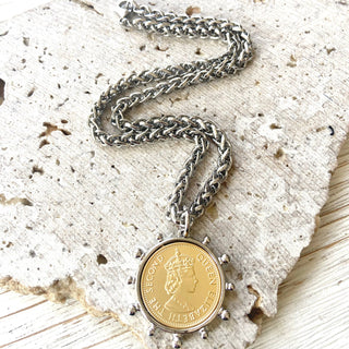 Coin necklace Equestrian French bee jewelry boutique salon: Queen