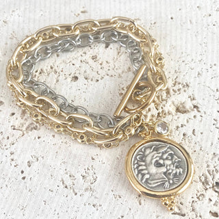 Coin triple bracelet Greek horse coin boutique salon